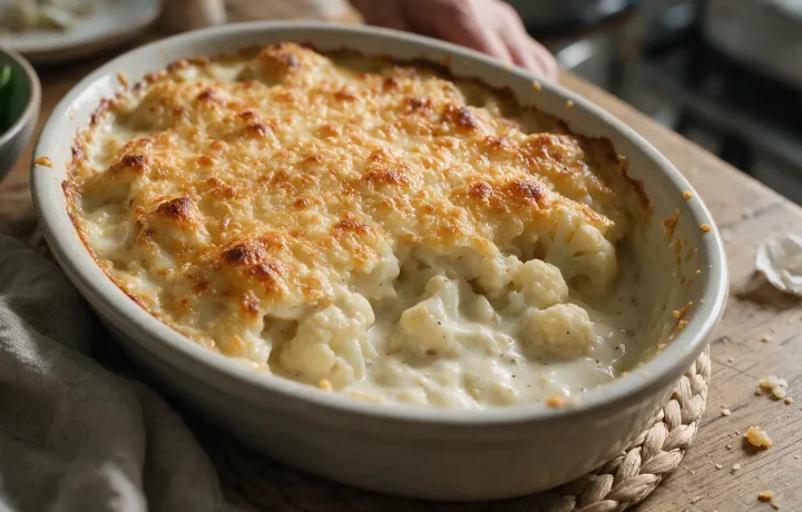 Recette de chou-fleur gratiné facile et crémeuse au four