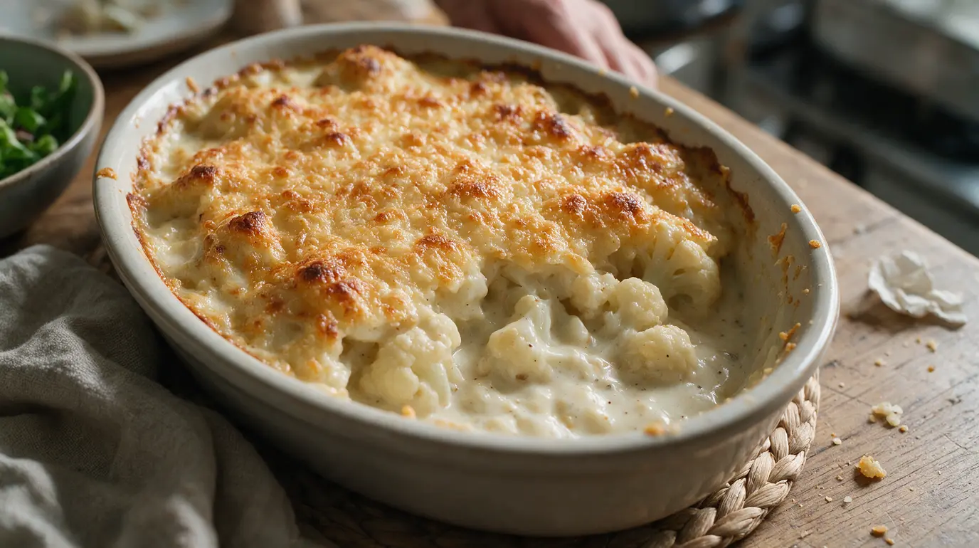 Recette de chou-fleur gratiné facile et crémeuse au four