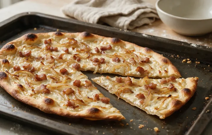 Pâte flammekueche recette : facile, fine et croustillante